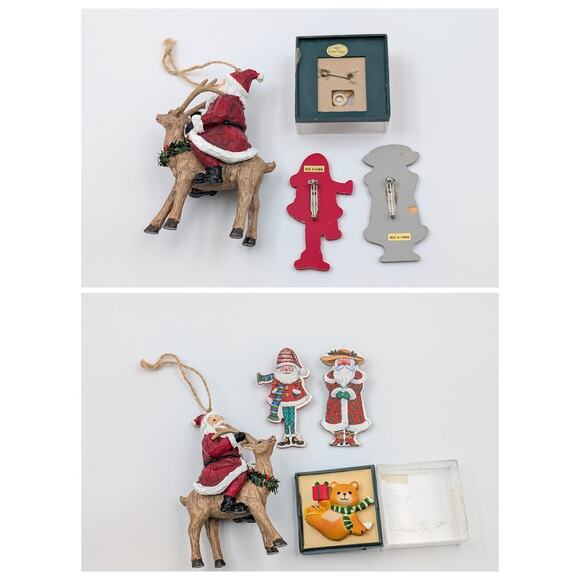VTG Christmas Brooch Lot Snowbabies Boyd Bears Teddy Cat Snowman Santa Ornament - Picture 13 of 16